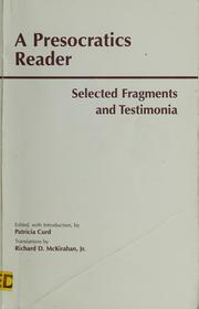 Cover of: A Presocratics Reader: Selected Fragments and Testimonia