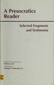 A Presocratics Reader by Patricia Curd