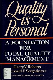 Cover of: Quality is personal: a foundation for total quality management