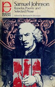 Cover of: Rasselas, poems, and selected prose by Samuel Johnson