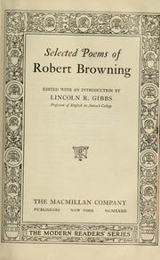 Cover of: Selected poems of Robert Browning by Robert Browning