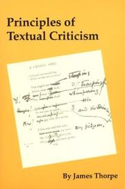 Cover of: Principles of Textual Criticism