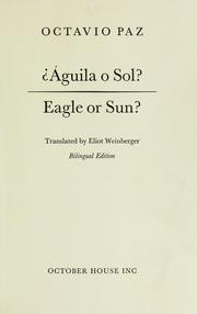 Cover of: Aguila o sol? = by Octavio Paz