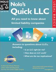Cover of: Nolo's Quick LLC: All You Need to Know About Limited Liability Companies (Legal Basic Series)