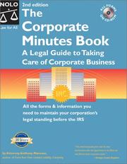 Cover of: The corporate minutes book: the legal guide to taking care of corporate business