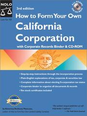 Cover of: How to form your own California corporation by Anthony Mancuso