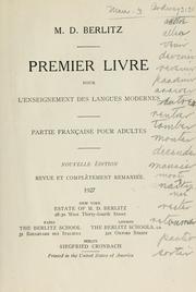 Cover of: Premier livre pour l'enseignement des langues modernes by Maximilian Delphinus Berlitz