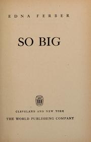 Cover of: So big by Edna Ferber