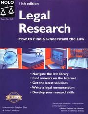 Cover of: Legal Research: How to Find & Understand the Law (Legal Research)