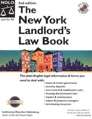 Cover of: New York landlord's law book