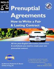 Cover of: Prenuptial Agreements: How to Write a Fair and Lasting Contract (Prenuptial Agreements)