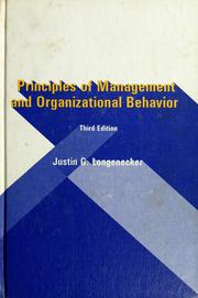 Cover of: Principles of management and organizational behavior
