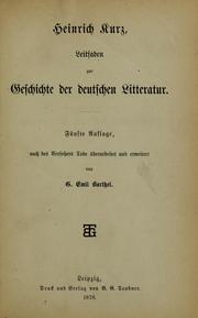 Cover of: Leitfaden zur Geschichte der deutschen Litteratur by Heinrich Kurz