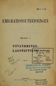 Cover of: Utvandringslagstiftning, öfversikt af dess utveckling och nuvarande beskaffenhet i Europas olika stater, af Nils Wohlin by Nils Richard Wohlin