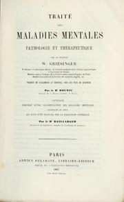 Cover of: Traité des maladies mentales, pathologie et thérapeutique by Wilhelm Griesinger