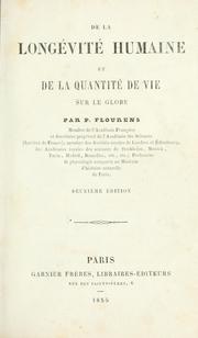 Cover of: De la longévité humaine: et de la quantité de vie sur le globe