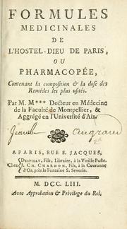 Cover of: Formules medicinales de l'Hostel-Dieu de Paris by M. M***