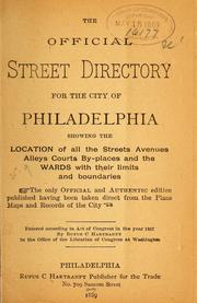 Cover of: The official street directory for the city of Philadelphia ... | Rufus Clinton Hartranft
