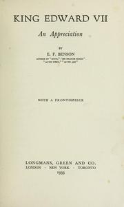 Cover of: King Edward VII by E. F. Benson