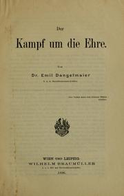 Cover of: Der Kampf um die Ehre by Emil Dangelmaier