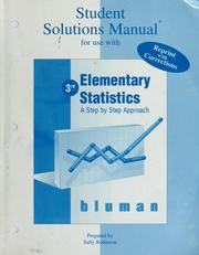 Cover of: Student solutions manual for use with Elementary statistics: a step by step approach