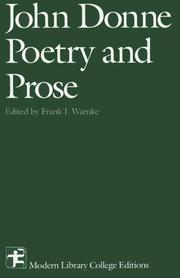 Cover of: Poetry and Prose (Modern Library College Editions) by John Donne