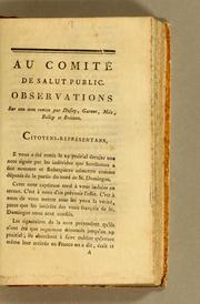 Cover of: Au Comité de salut public.: Observations sur une note remise par Dufay, Garnot, Mils [sic], Belley et Boisson.