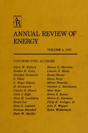 Cover of: Annual review of energy. by edited by J.M. Hollander.