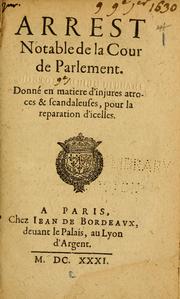 Arrest notable de la Cour de Parlement by France. Parlement (Paris)