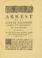 Cover of: Arrest de la Cour de Pparlement, aydes et finances de Dauphiné, du 19. novembre 1721