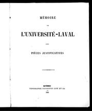 Cover of: Mémoire de l'Université-Laval avec pièces justificatives
