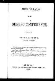 Cover of: Memorials of the Quebec conference by Wesleyan Methodist Church in Canada. Conference