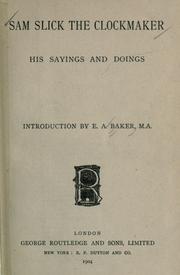 Cover of: Sam Slick, the clockmaker, his sayings and doings
