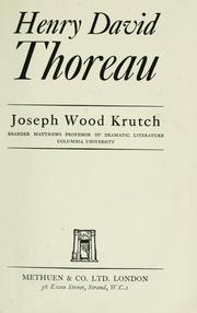 Cover of: Henry David Thoreau. -- by Joseph Wood Krutch