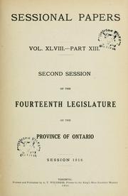 Cover of: ONTARIO SESSIONAL PAPERS