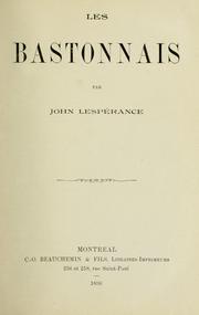 Cover of: Les Bastonnais by Jean Talon Lesperance