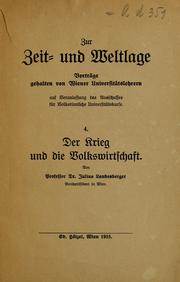 Cover of: Der Krieg und die Volkswirtschaft by Julius Landesberger