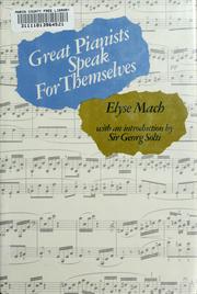 Cover of: Great pianists speak for themselves