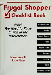 Cover of: The Frugal shopper checklist book by Ralph Nader