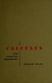 Cover of: Calculus: with analytic geometry.