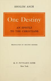 Cover of: One destiny: an epistle to the Christians