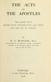 Cover of: The Acts of the Apostles by Walter Fletcher Burnside