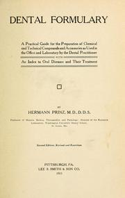 Cover of: Dental formulary by Prinz, Hermann