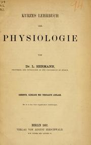 Cover of: Kurzes Lehrbuch der Physiologie.