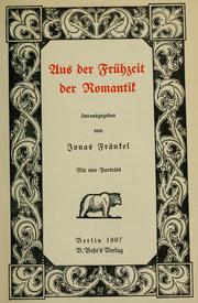 Cover of: Aus der Frühzeit der Romantik.