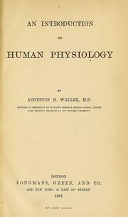 Cover of: An introduction to human physiology