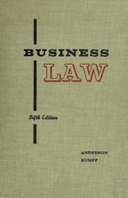 Cover of: Business law by Anderson, Ronald Aberdeen