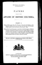 Papers relative to the affairs of British Columbia