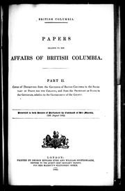 Cover of: Papers relative to the affairs of British Columbia by 