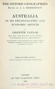 Cover of: Australia in its physiographic and economic aspects by Taylor, Thomas Griffith